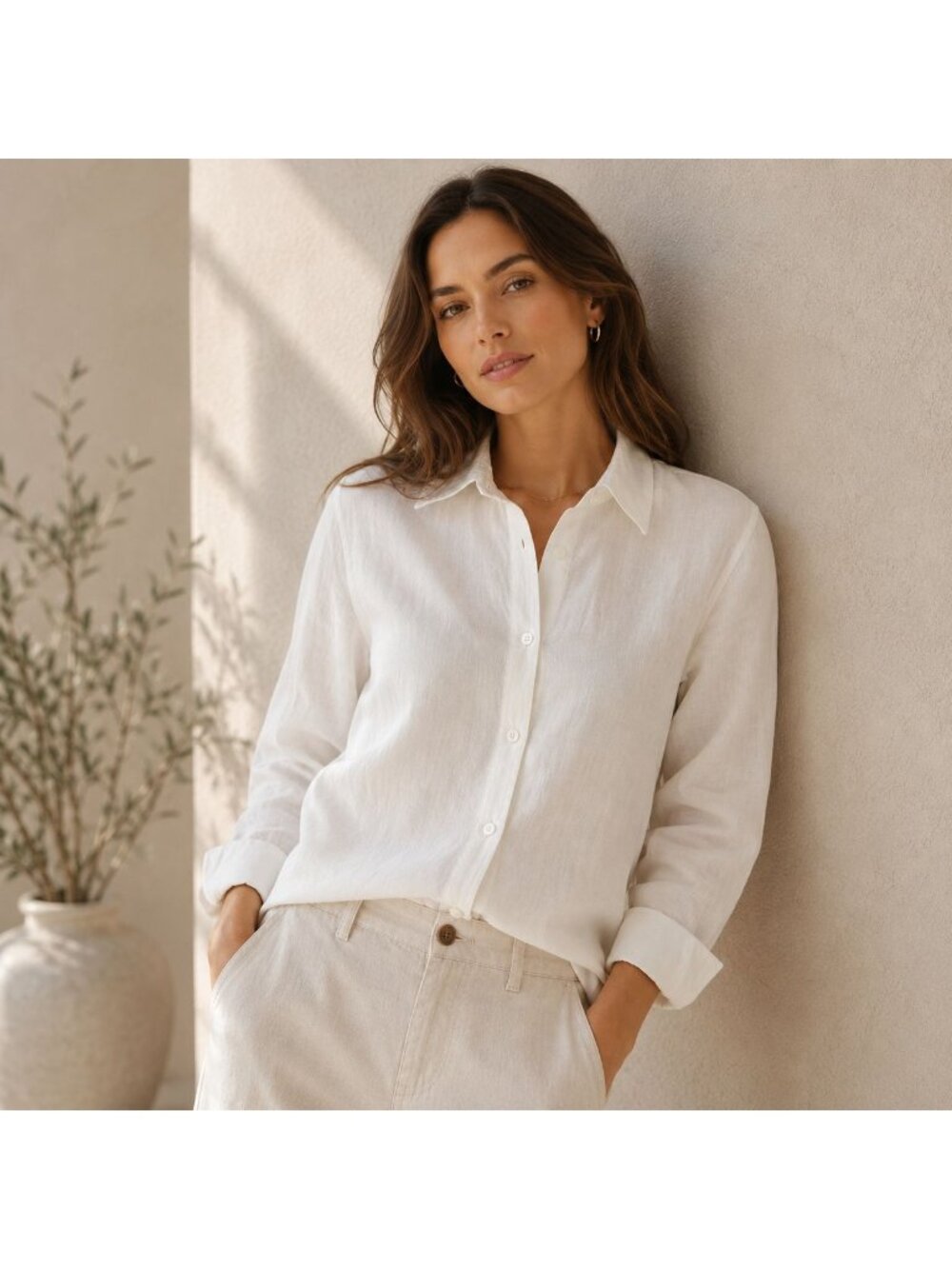 CLOSED 100% Linen Shirt Women Small White Quiet Luxury Old Money Coastal Chic